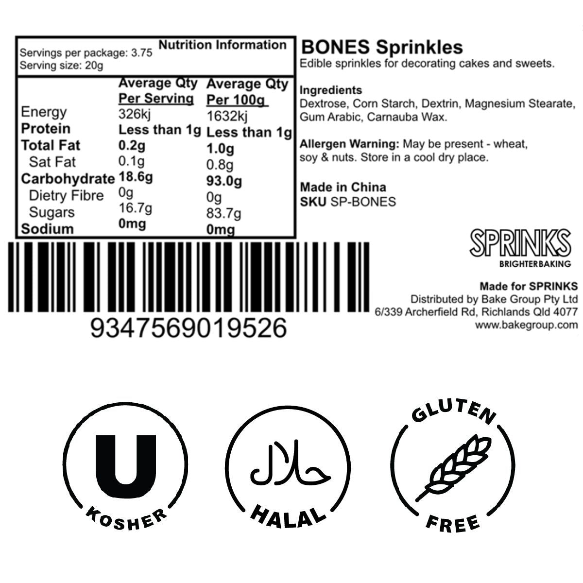 Sprinks Bones Sprinkles 500g