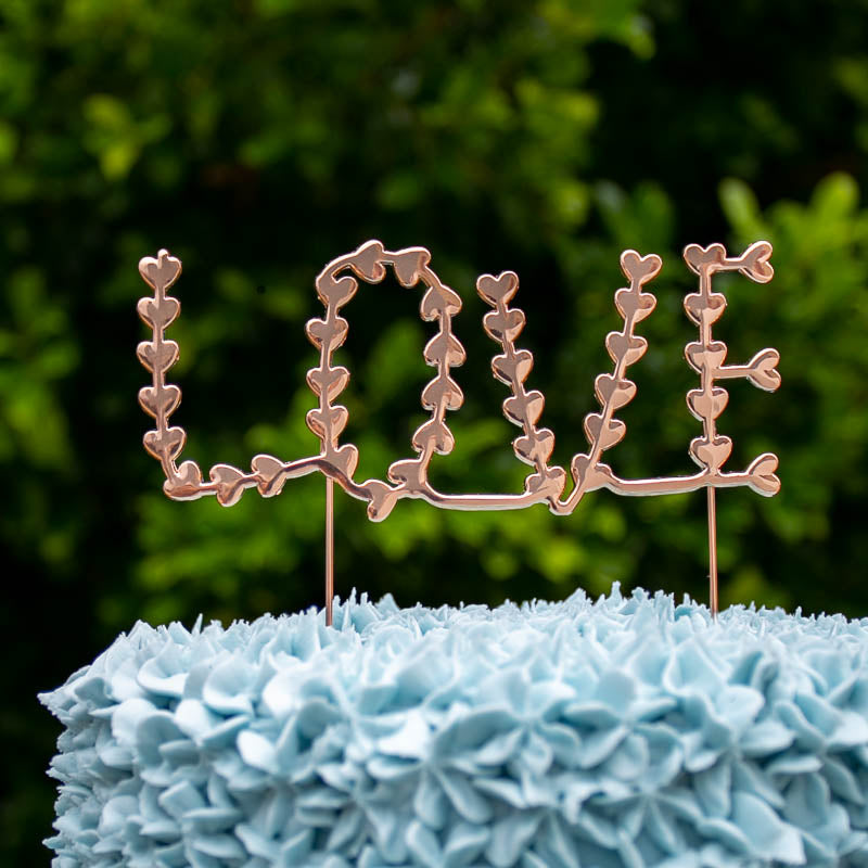 Cake & Candle Metal Cake Topper Love Rose Gold