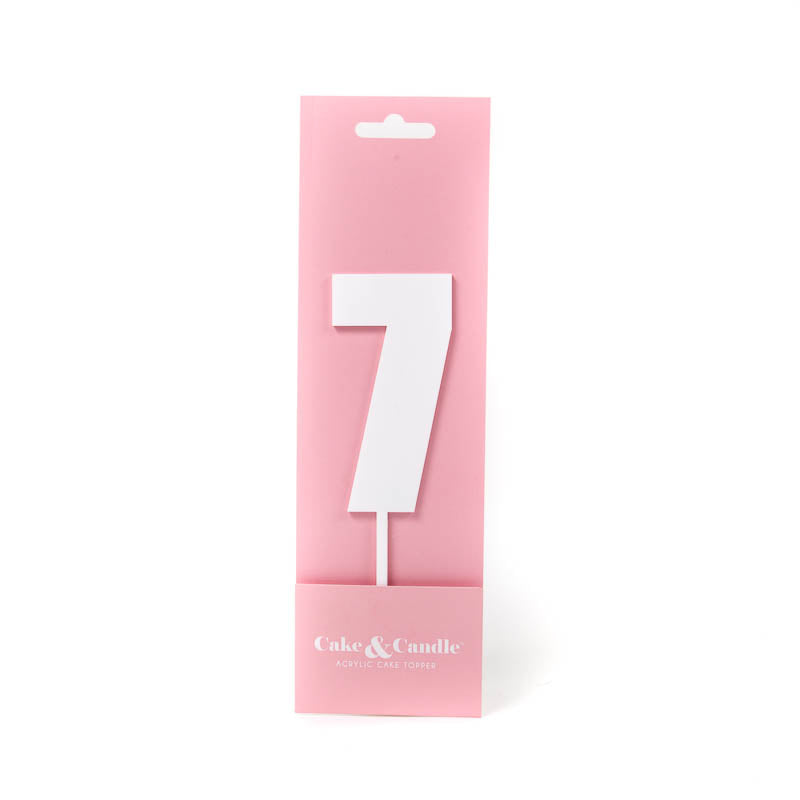 Cake & Candle Mega Number 7 Cake Topper White