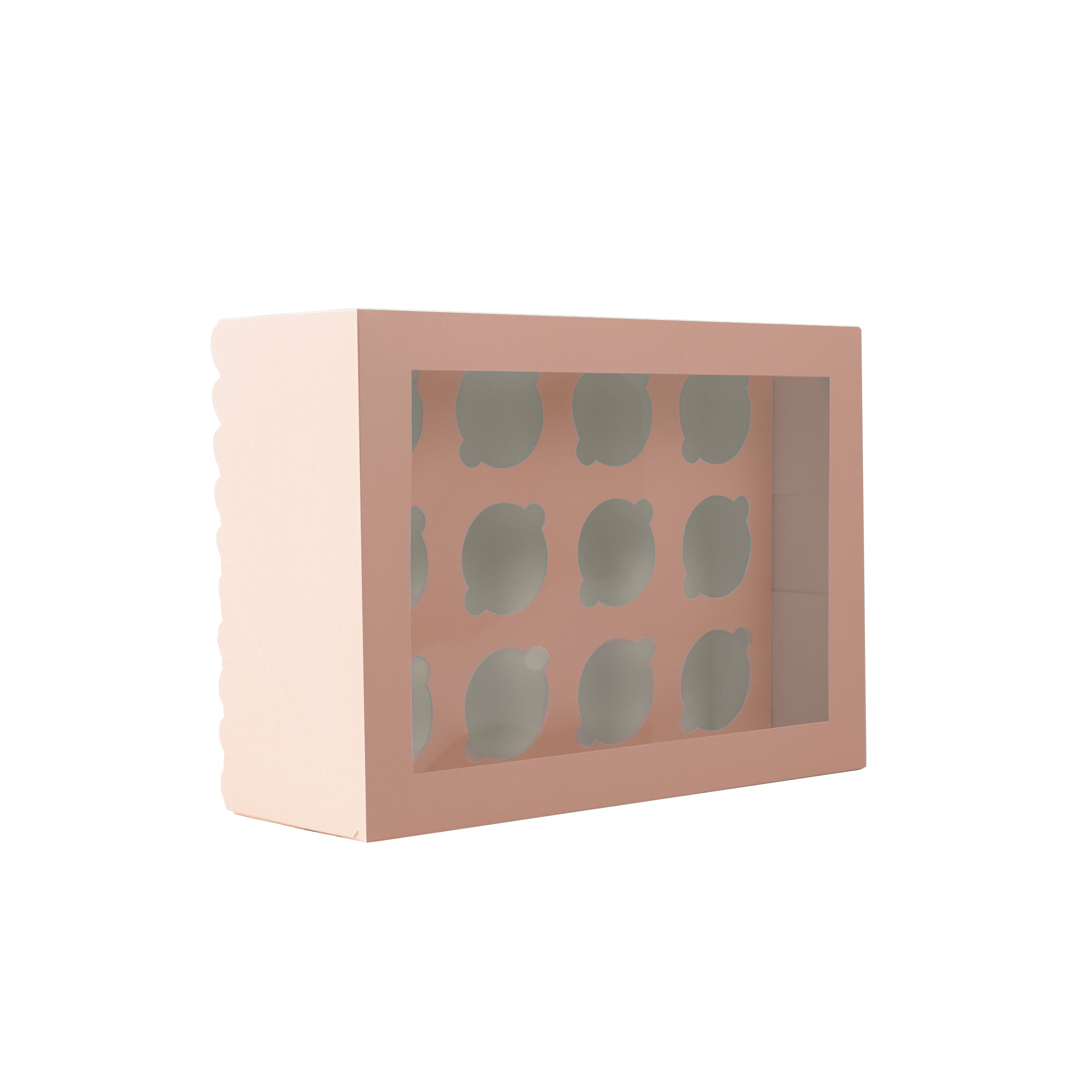 Papyrus Scalloped Tall Cupcake Box 12 Hole Pastel Pink