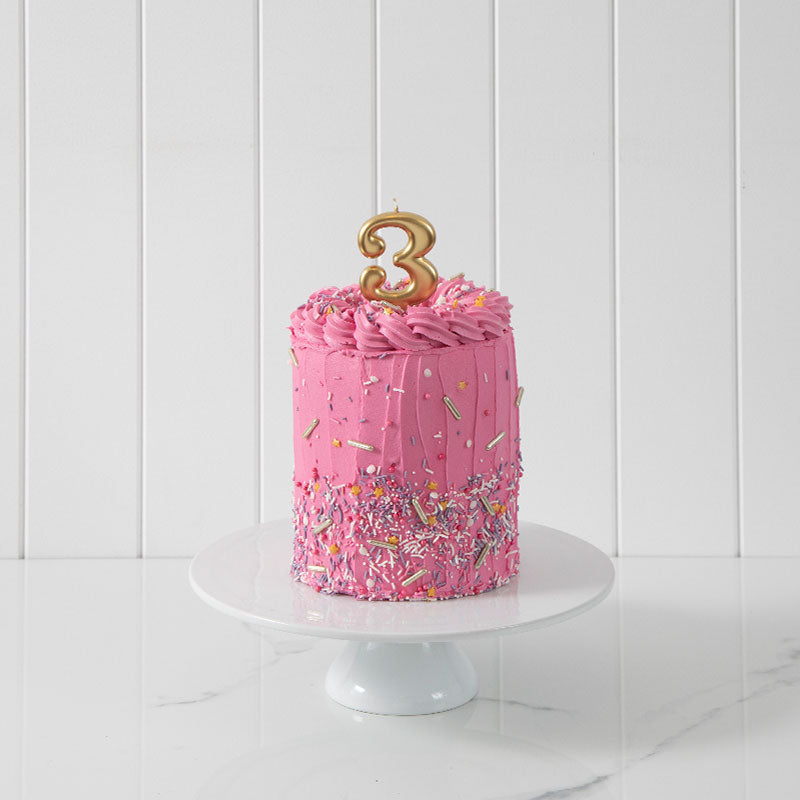 Cake & Candle Candle Number 3 Gold