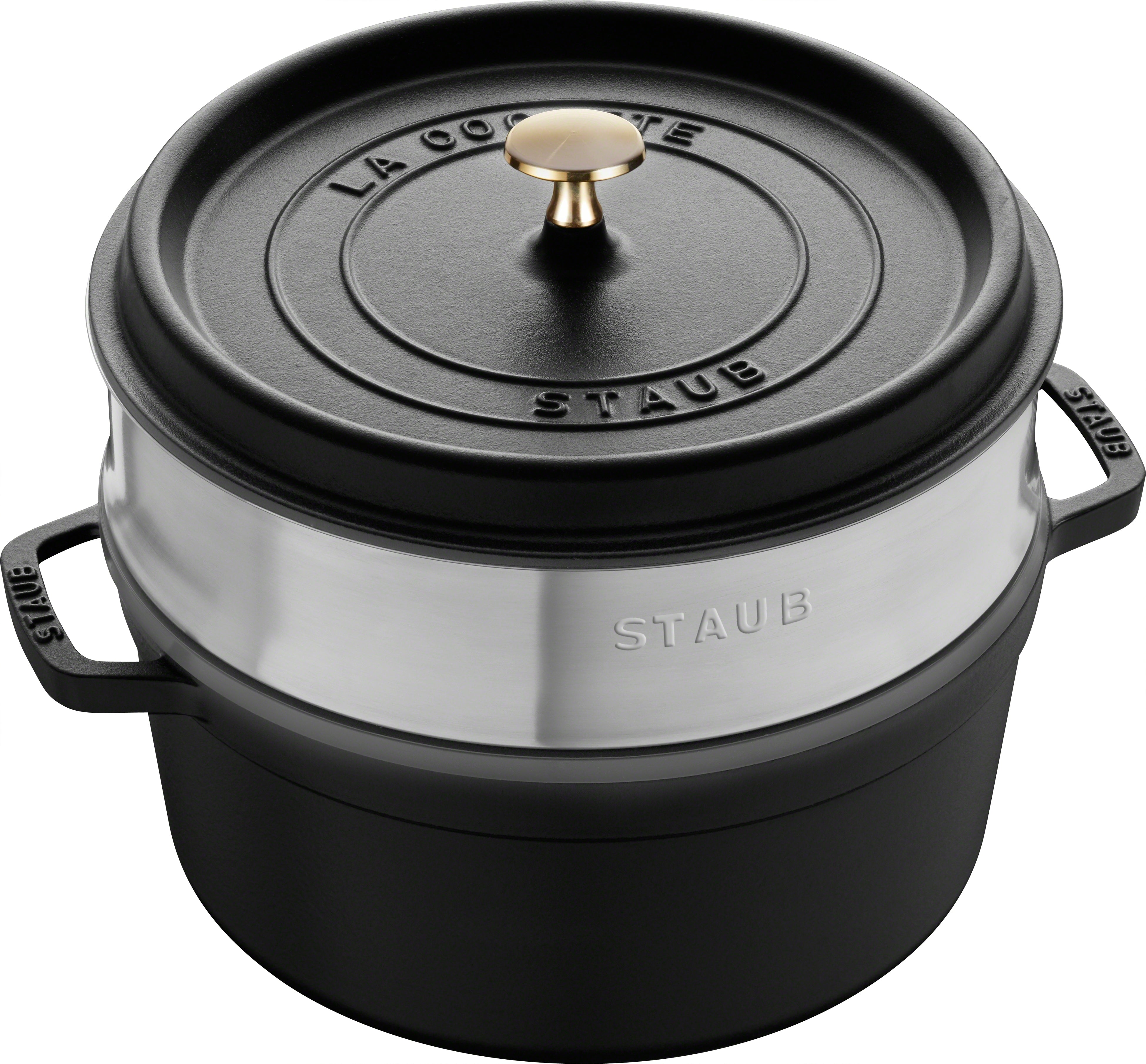 Staub Round Cocotte with Steamer - 26cm Black