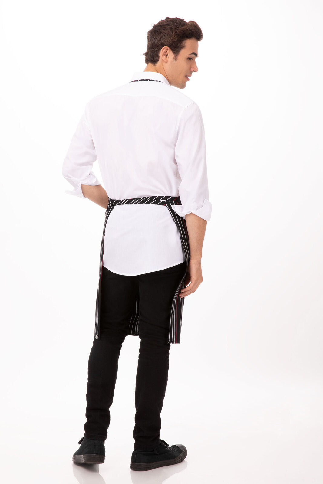 Chef Works Striped Bib Apron - Black