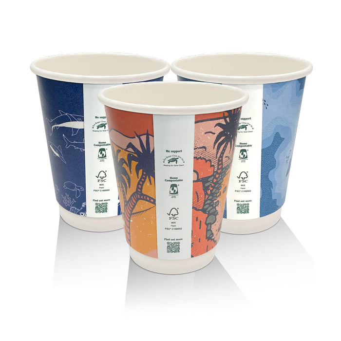 ecoware 12oz Aqueous Coated Double Wall Hot Cup Art Print 90mm (Carton of 500)