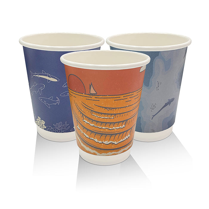 ecoware 12oz Aqueous Coated Double Wall Hot Cup Art Print 90mm (Carton of 500)