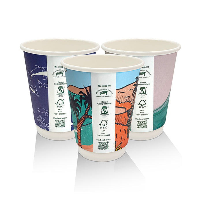 ecoware 8oz Aqueous Coated Double Wall Hot Cup Art Print (Carton of 500)