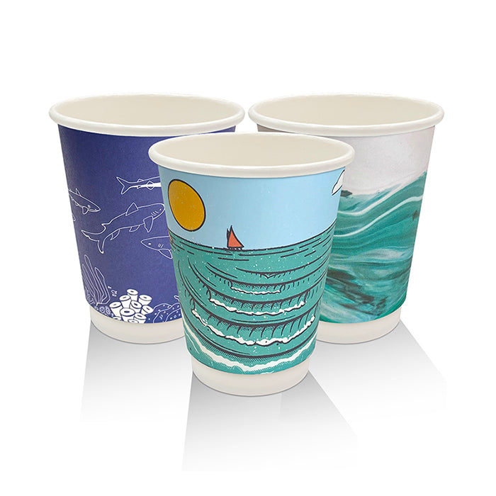 ecoware 8oz Aqueous Coated Double Wall Hot Cup Art Print (Carton of 500)