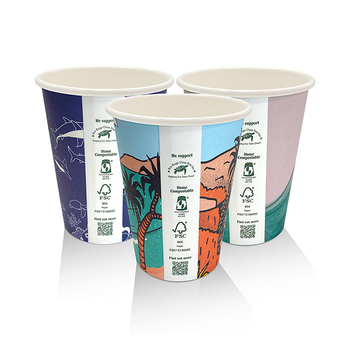 ecoware 8oz Aqueous Coated Single Wall Hot Cup Art Print (Carton of 1000)