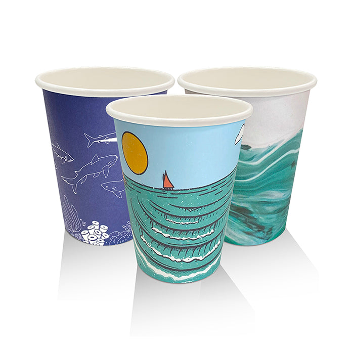 ecoware 8oz Aqueous Coated Single Wall Hot Cup Art Print (Carton of 1000)