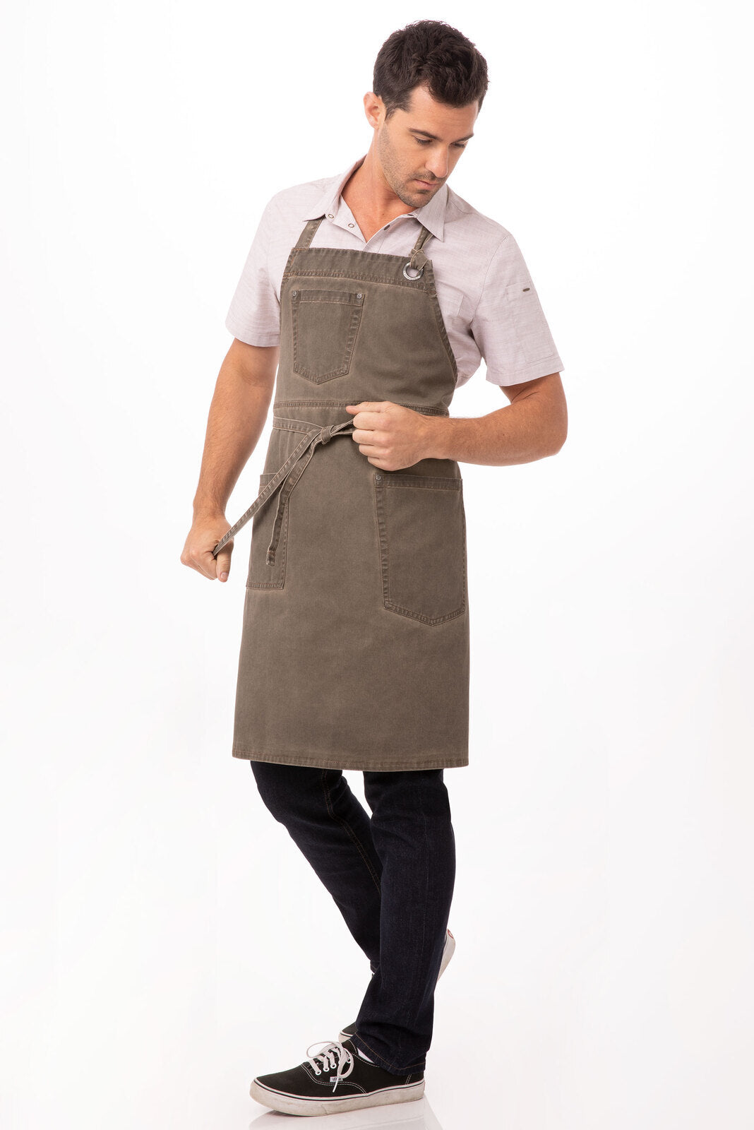 Chef Works Dorset Bib Apron - Earth Brown