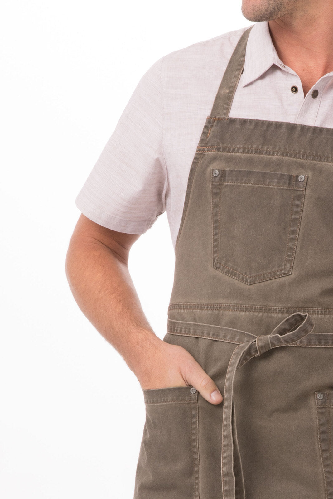 Chef Works Dorset Bib Apron - Earth Brown