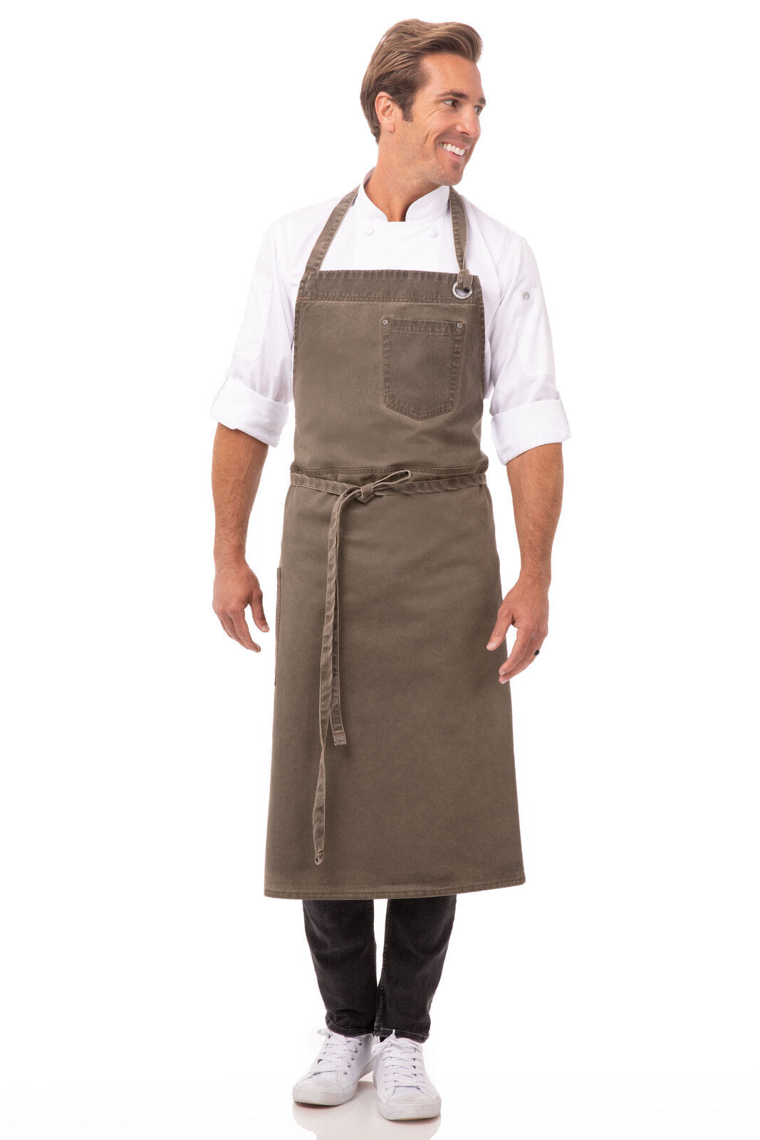Chef Works Dorset Chefs Bib Apron - Earth Brown