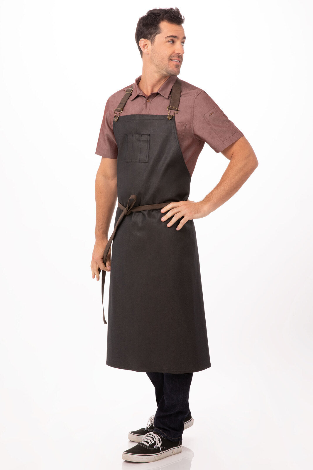 Chef Works Boulder Chefs Bib Apron - Brown Black