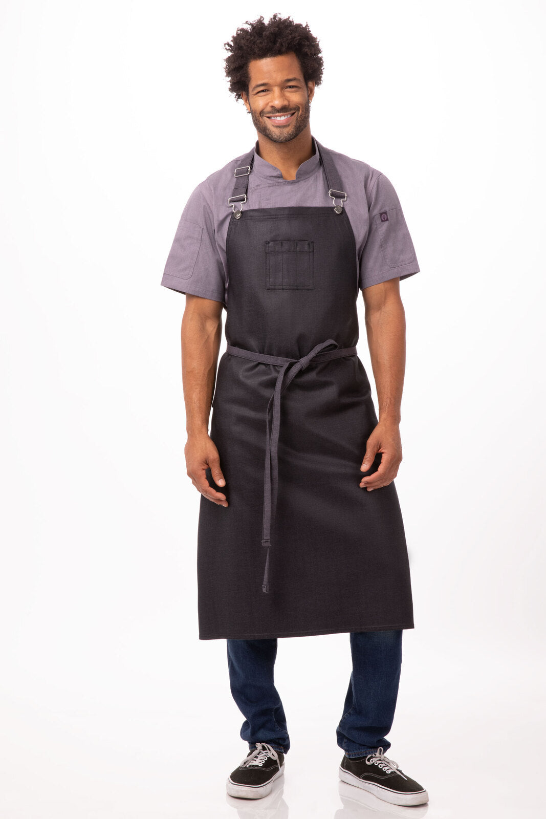 Chef Works Boulder Chefs Bib Apron - Purple Black
