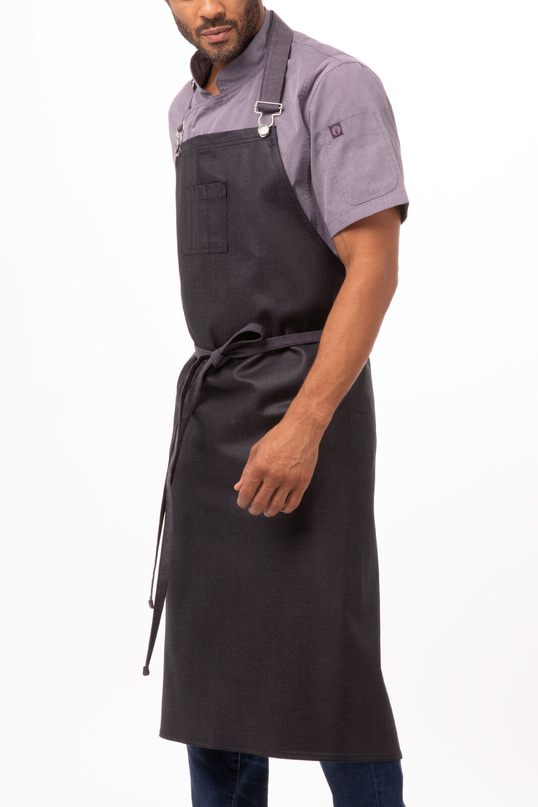 Chef Works Boulder Chefs Bib Apron - Purple Black