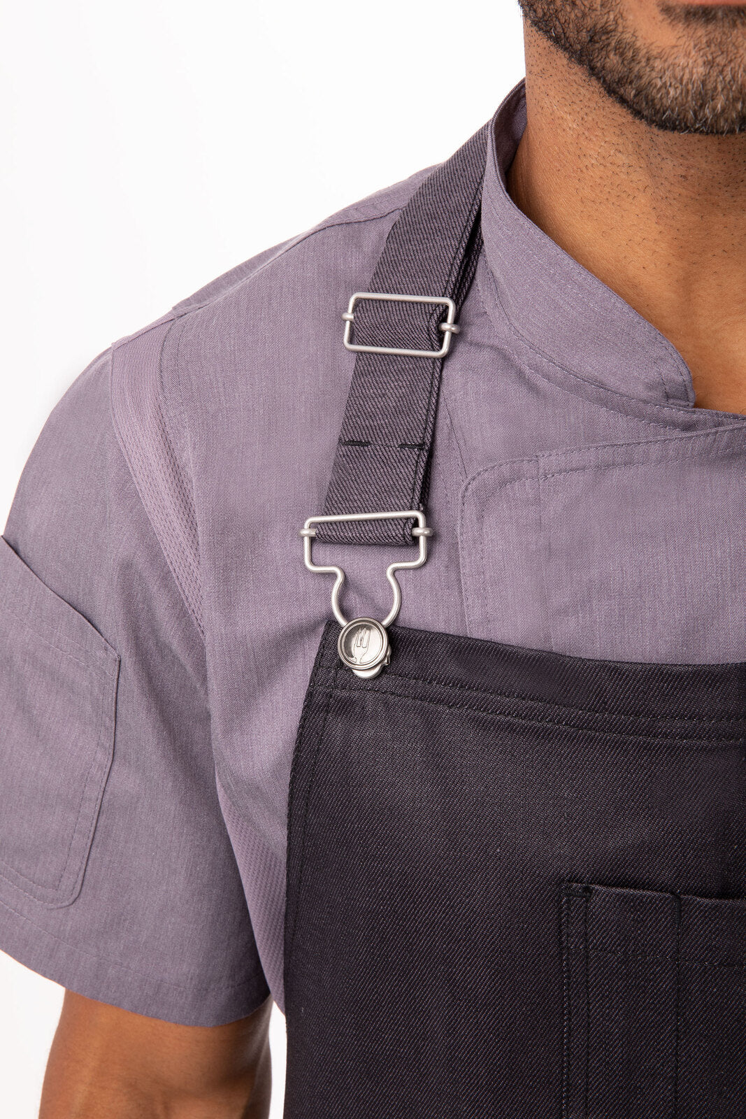 Chef Works Boulder Chefs Bib Apron - Purple Black