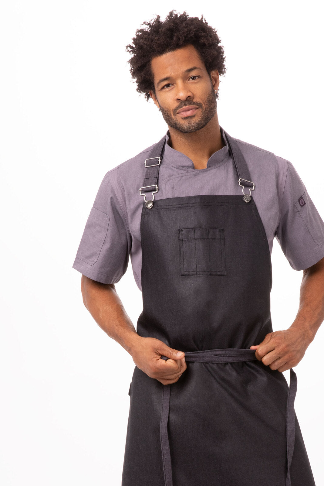 Chef Works Boulder Chefs Bib Apron - Purple Black