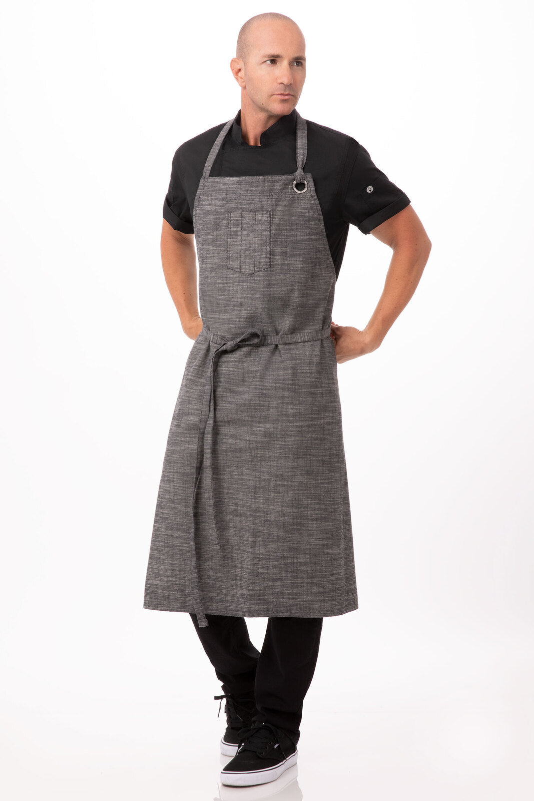 Chef Works Corvallis Chefs Bib Apron - Black Steel Grey