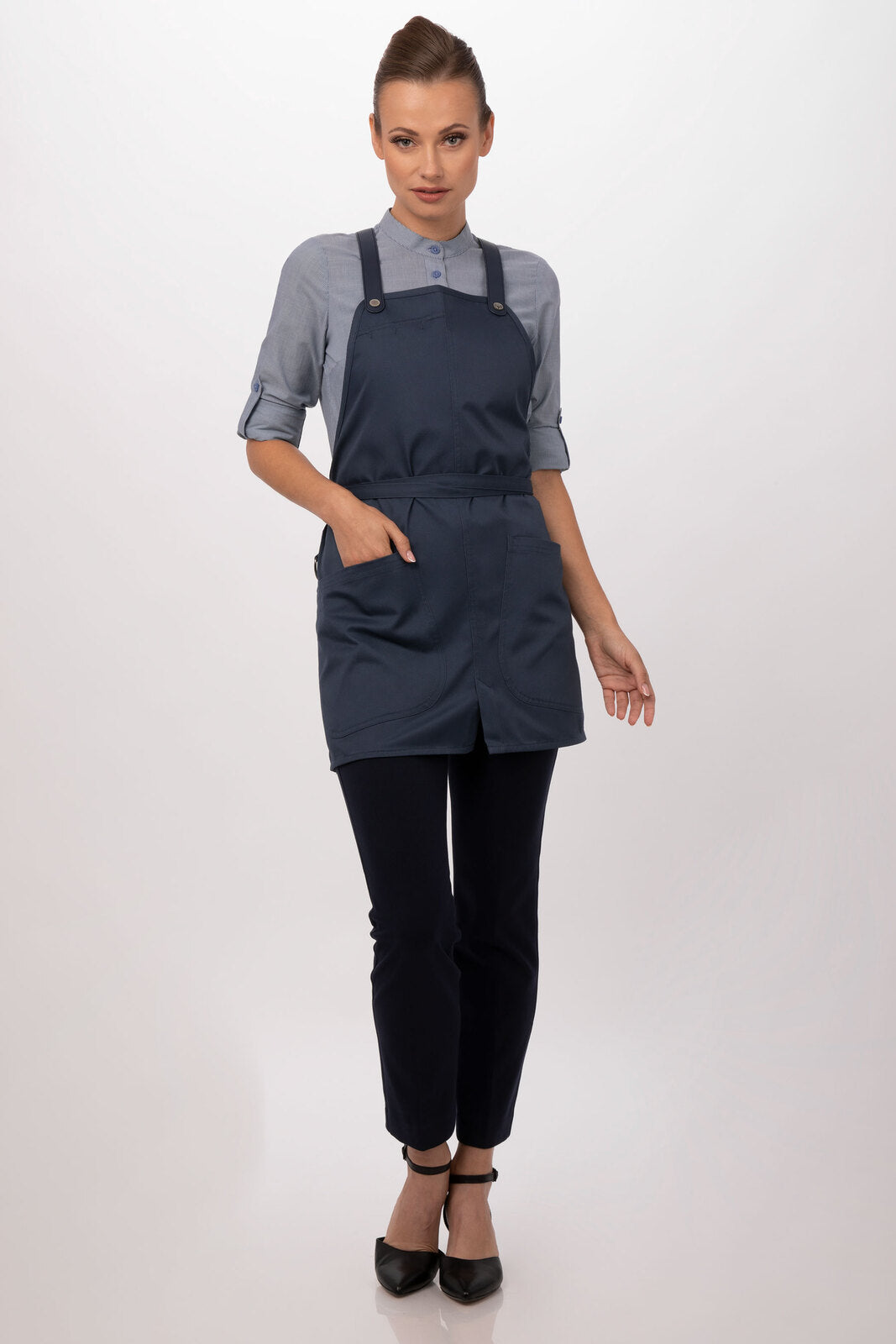 Chef Works Largo Short Bib Apron - Blue