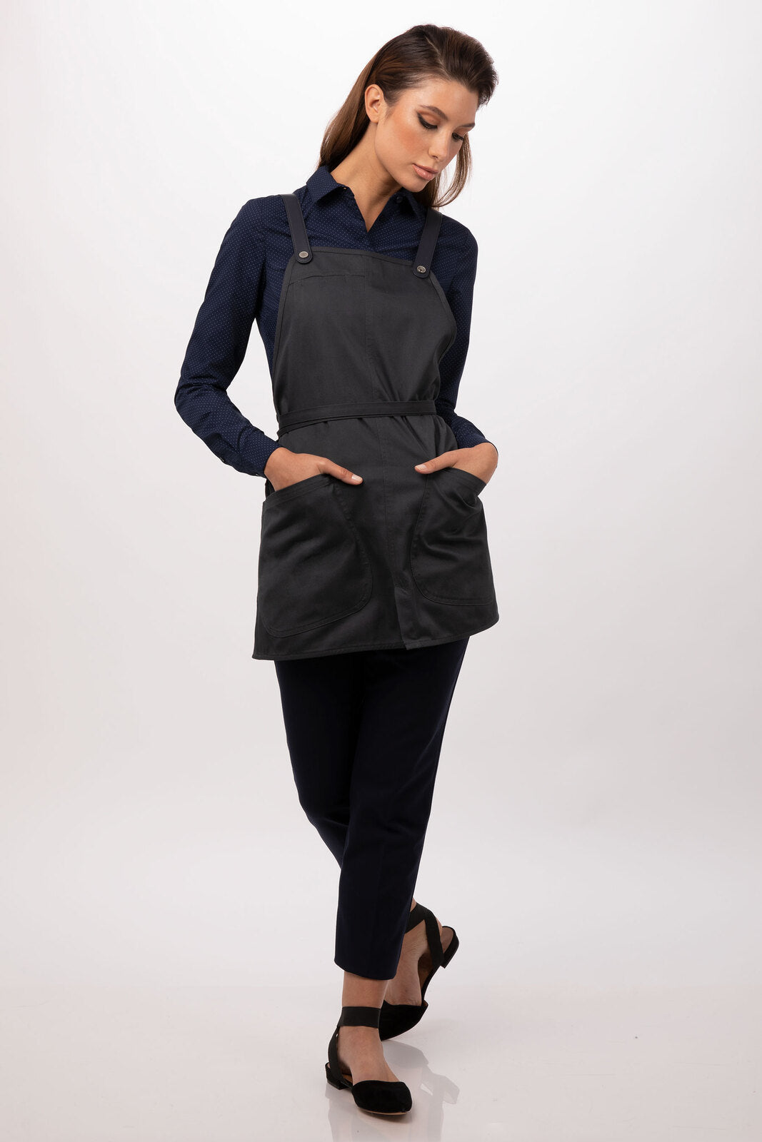 Chef Works Largo Short Bib Apron - Charcoal