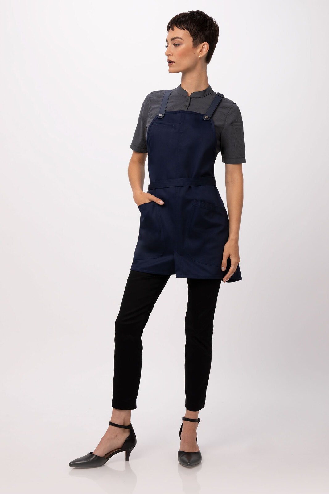 Chef Works Largo Short Bib Apron - Dark Navy
