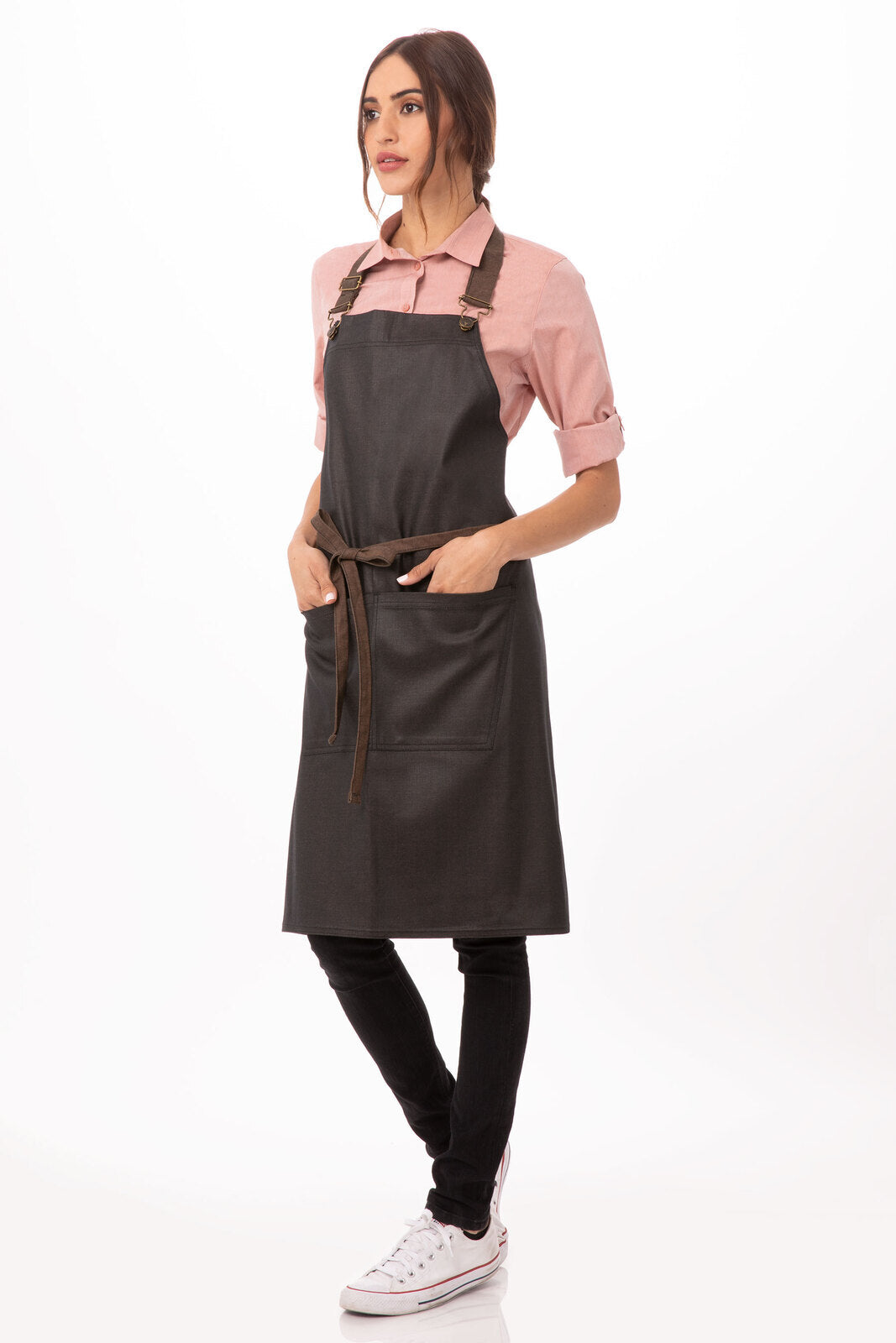 Chef Works Boulder Bib Apron - Brown Black
