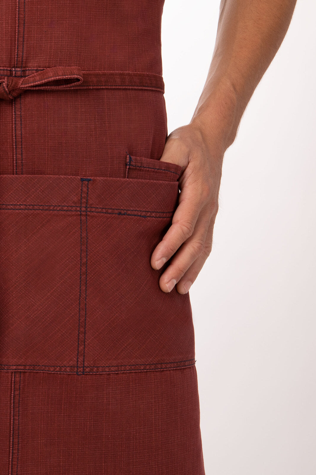 Chef Works Uptown Cross-Back Bib Apron - Red Navy