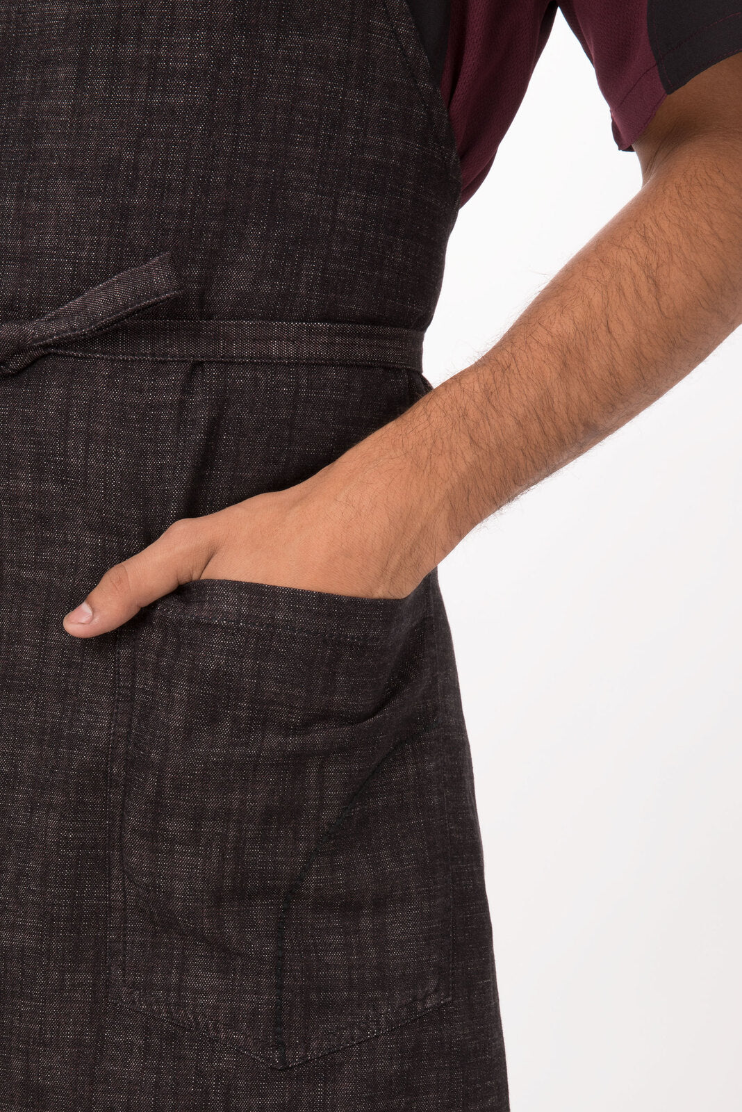 Chef Works Corvallis Bib Apron - Black Burgundy