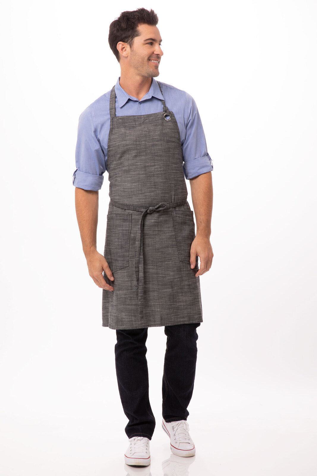 Chef Works Corvallis Bib Apron - Black Steel Grey