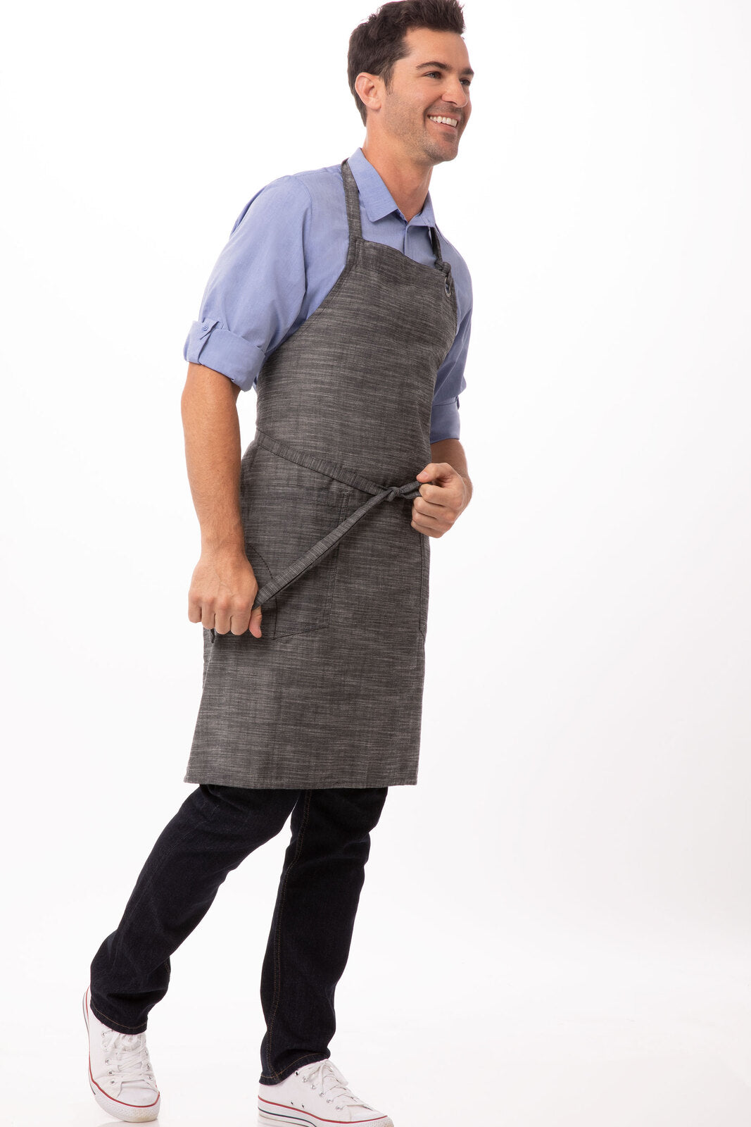 Chef Works Corvallis Bib Apron - Black Steel Grey