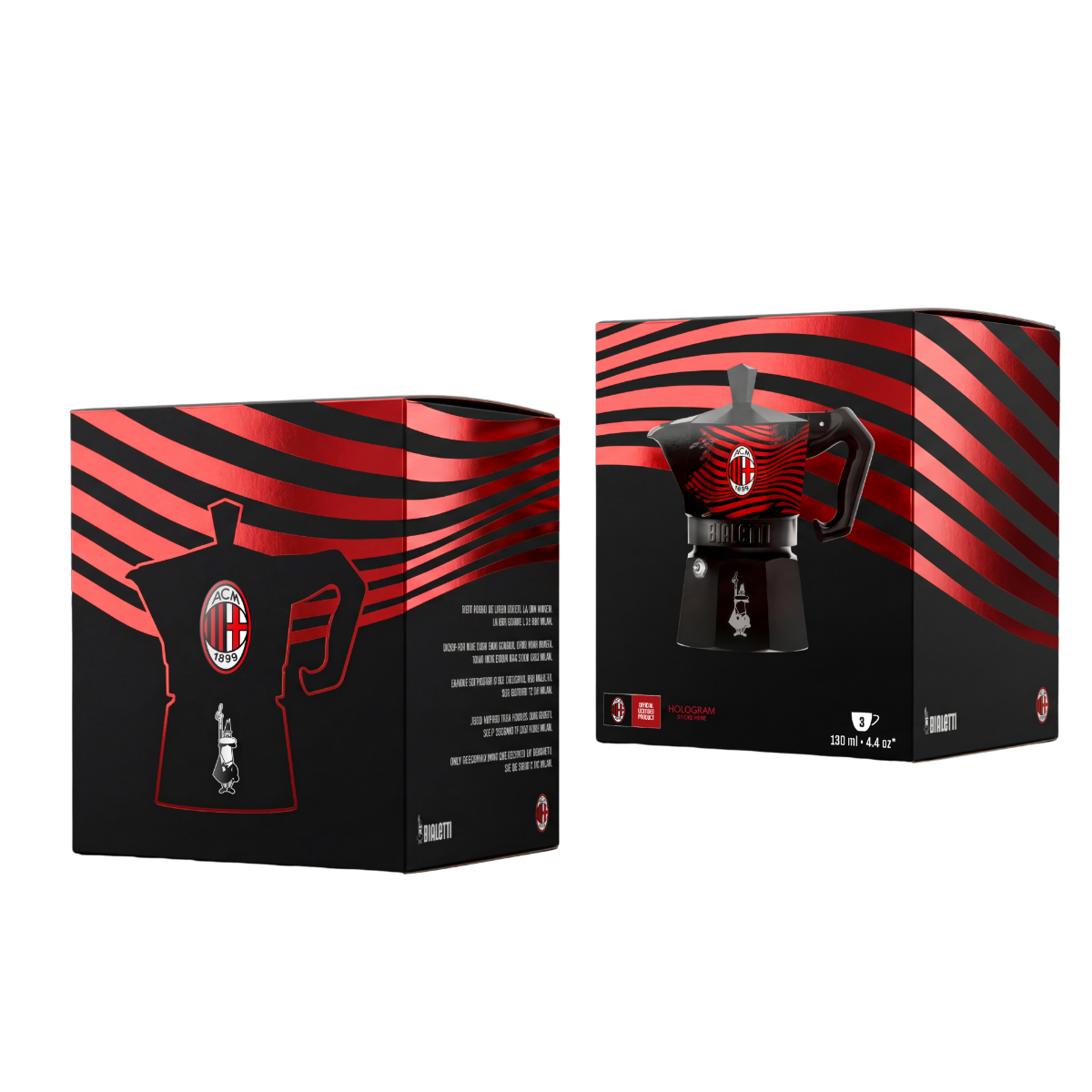 Bialetti AC Milan Moka Express 3 Cup (130 ml) Stovetop Coffee Maker