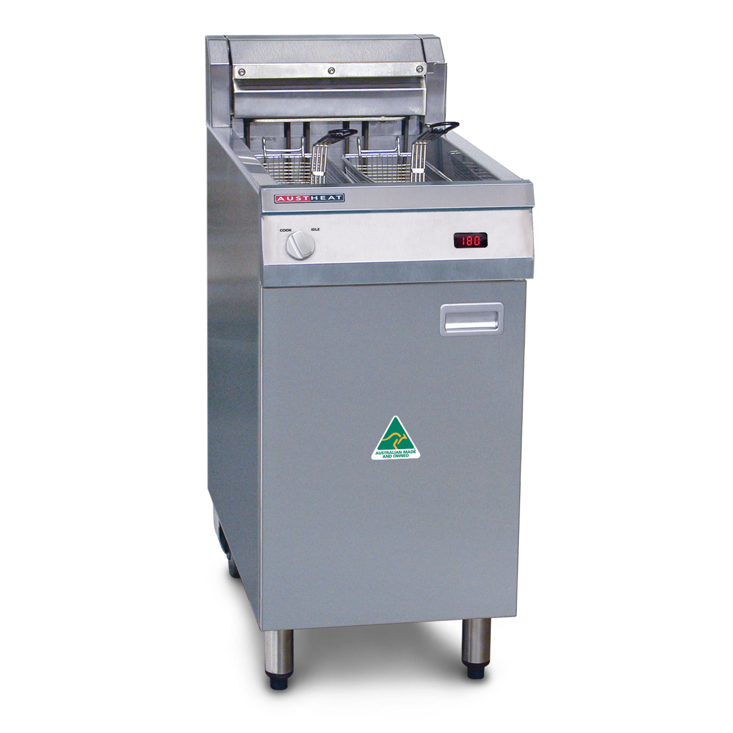 Austheat Commercial Single Pan Two Basket Floor Model Fryer AF812