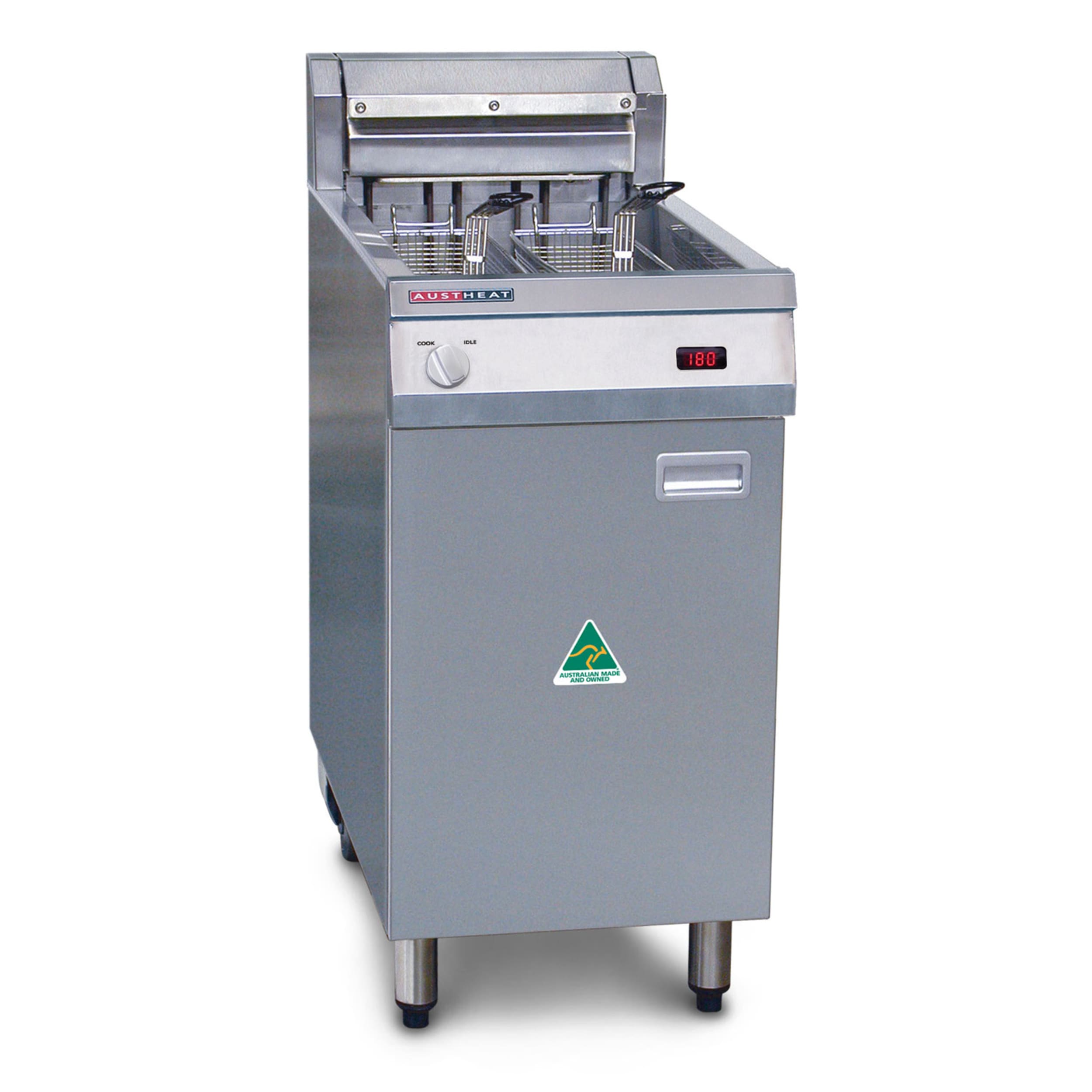 Austheat Commercial Single Pan Two Basket Floor Model Fryer AF812R
