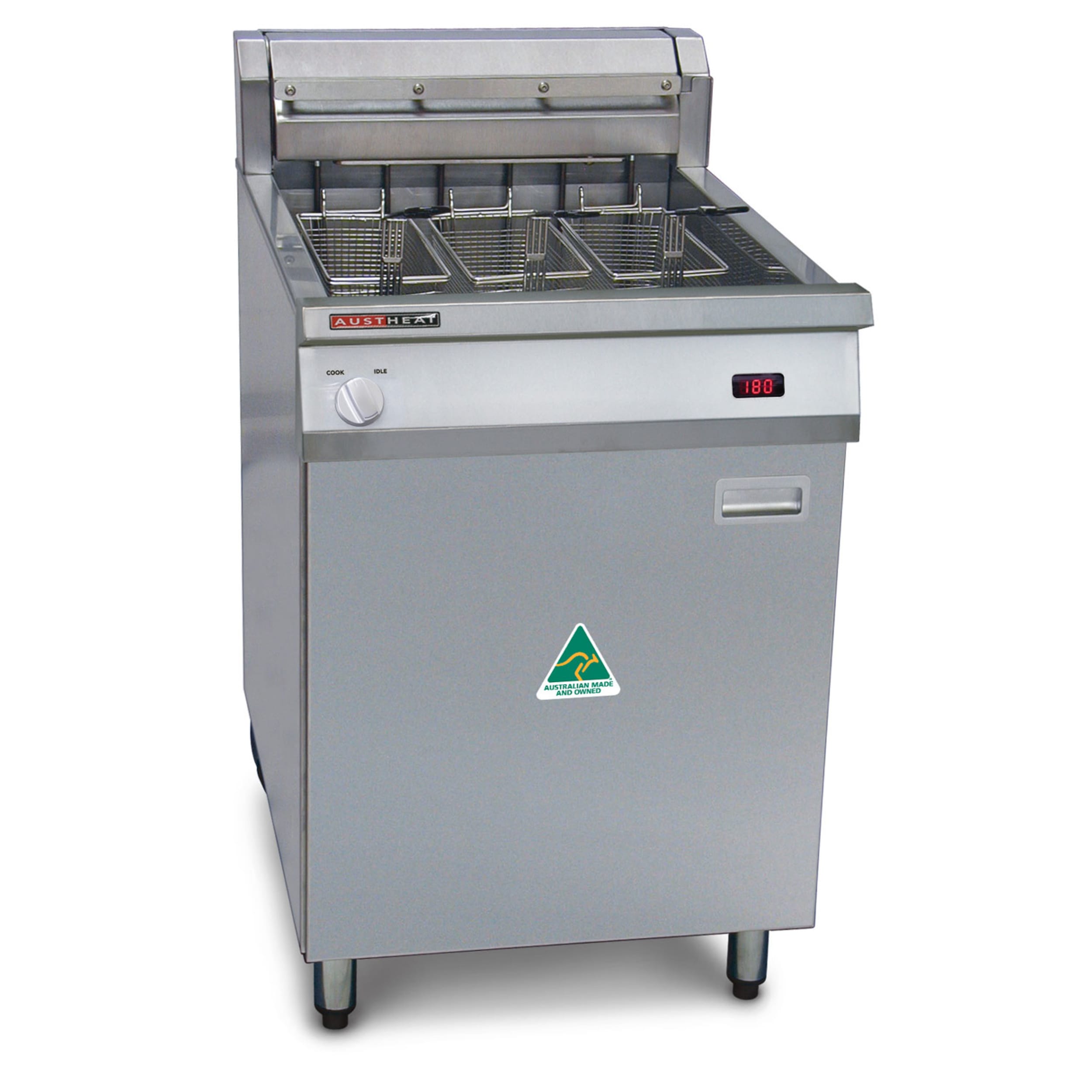 Austheat Commercial Single Pan Three Basket Floor Model Fryer AF813