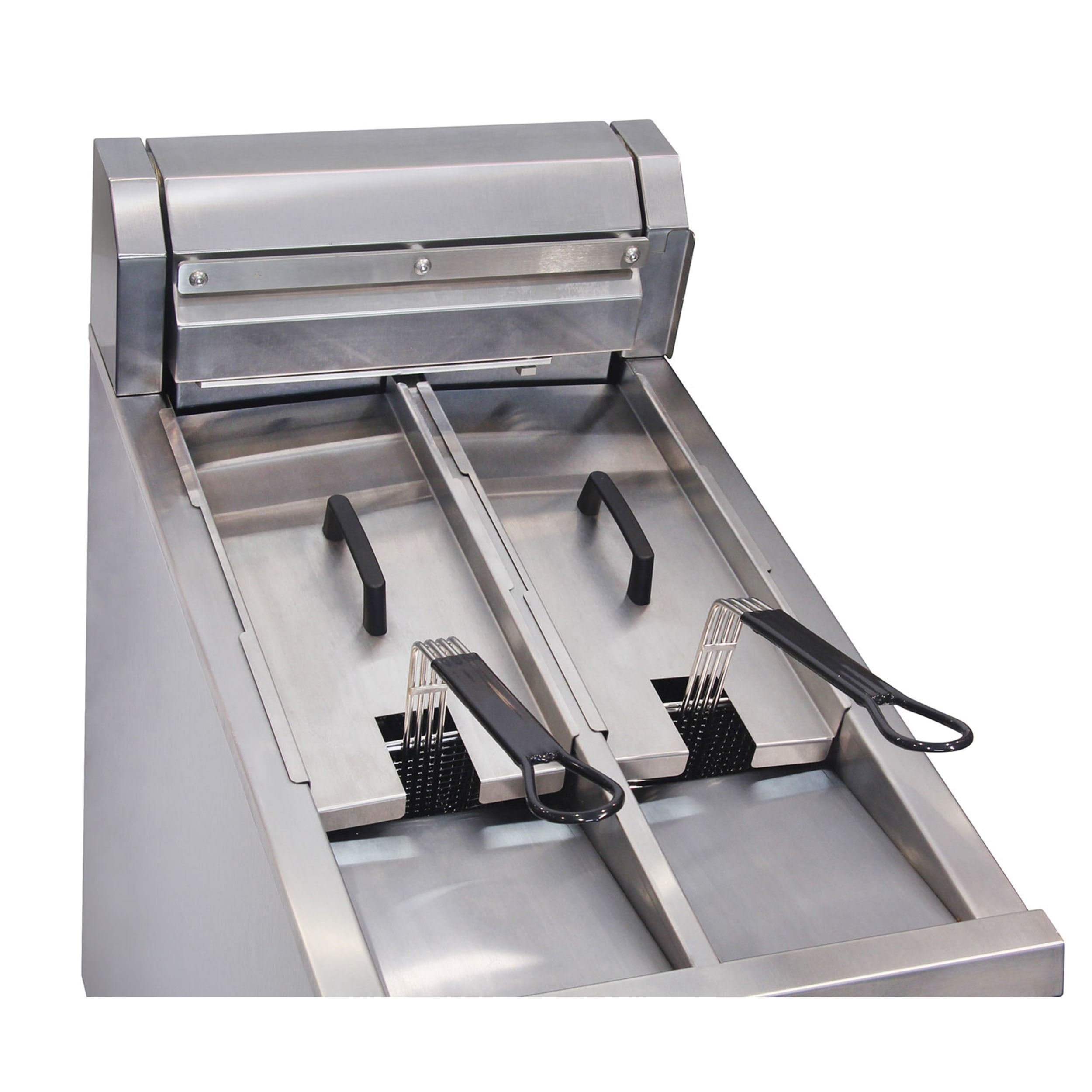Austheat Commercial Double Pan Two Basket Floor Model Fryer AF822