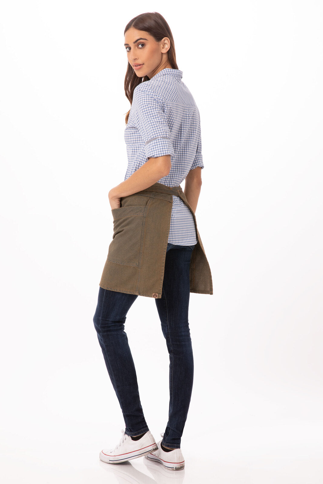 Chef Works Uptown Half Bistro Apron - Blue Taupe