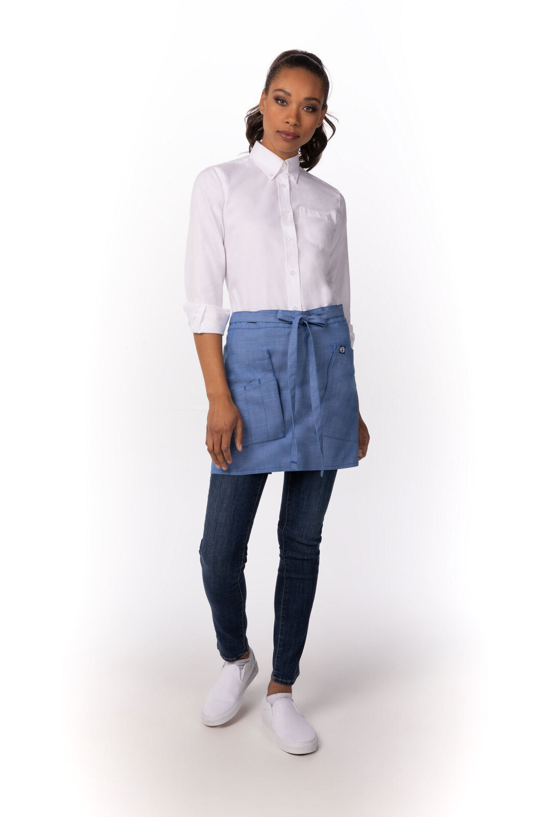 Chef Works Medford Half Bistro Apron - French Blue