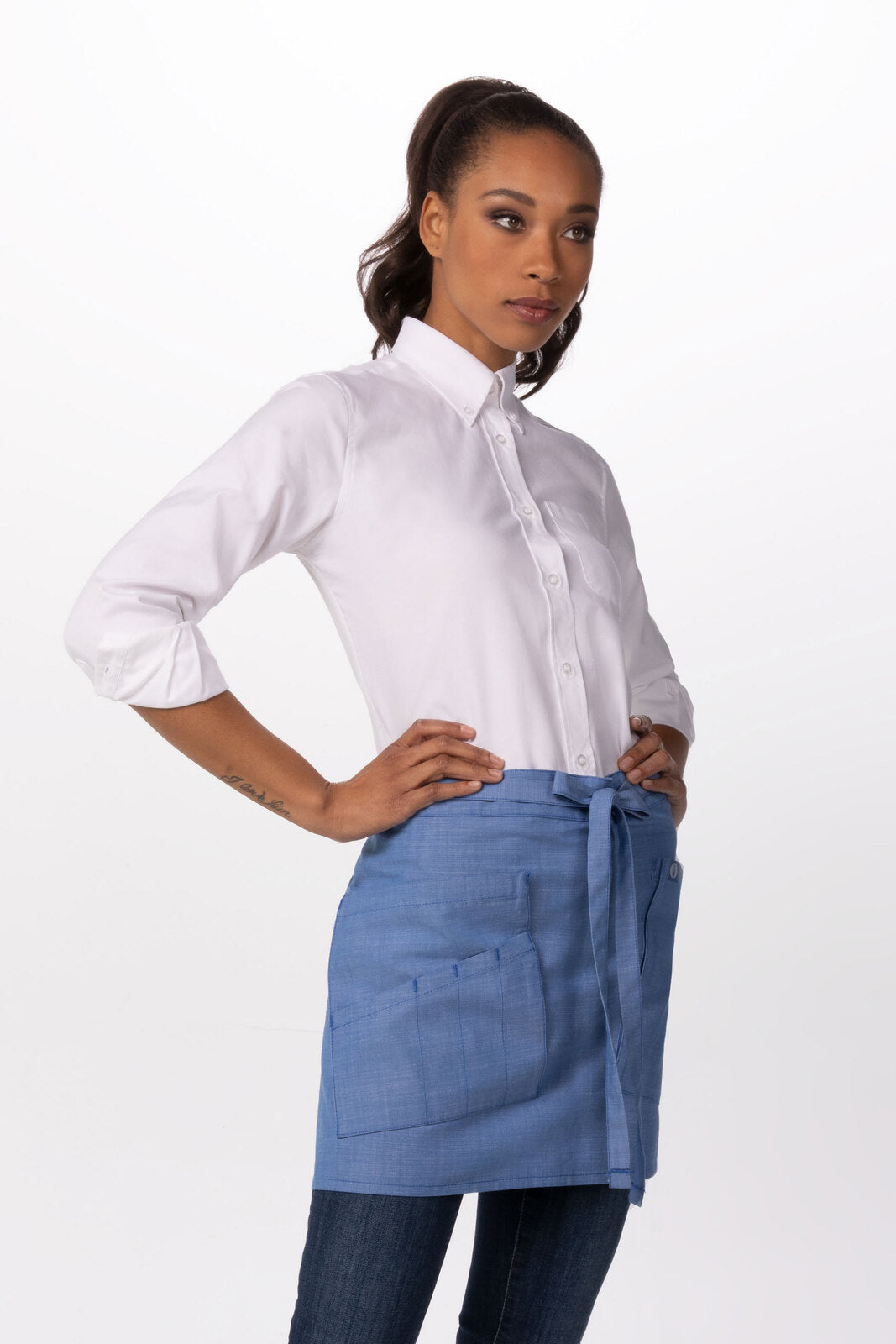 Chef Works Medford Half Bistro Apron - French Blue