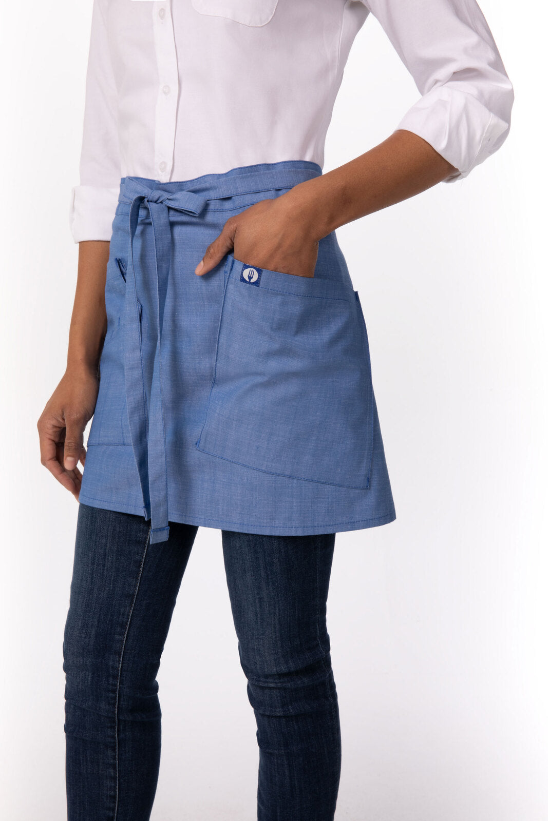 Chef Works Medford Half Bistro Apron - French Blue