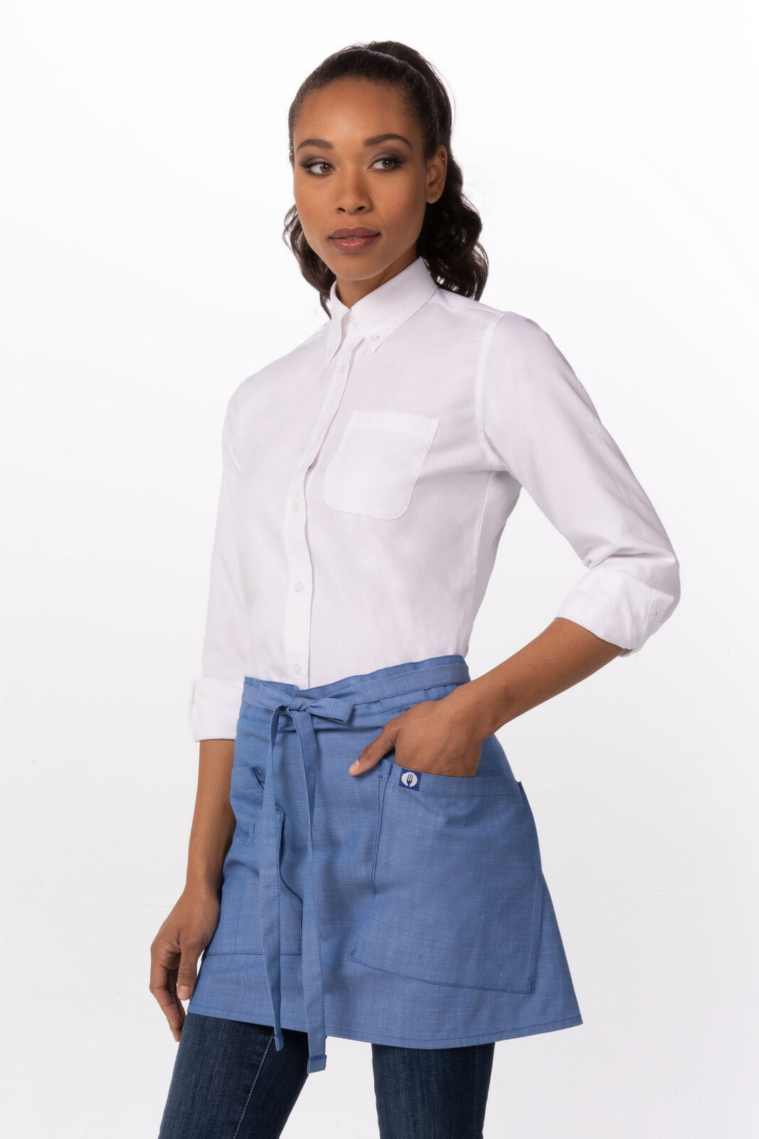 Chef Works Medford Half Bistro Apron - French Blue