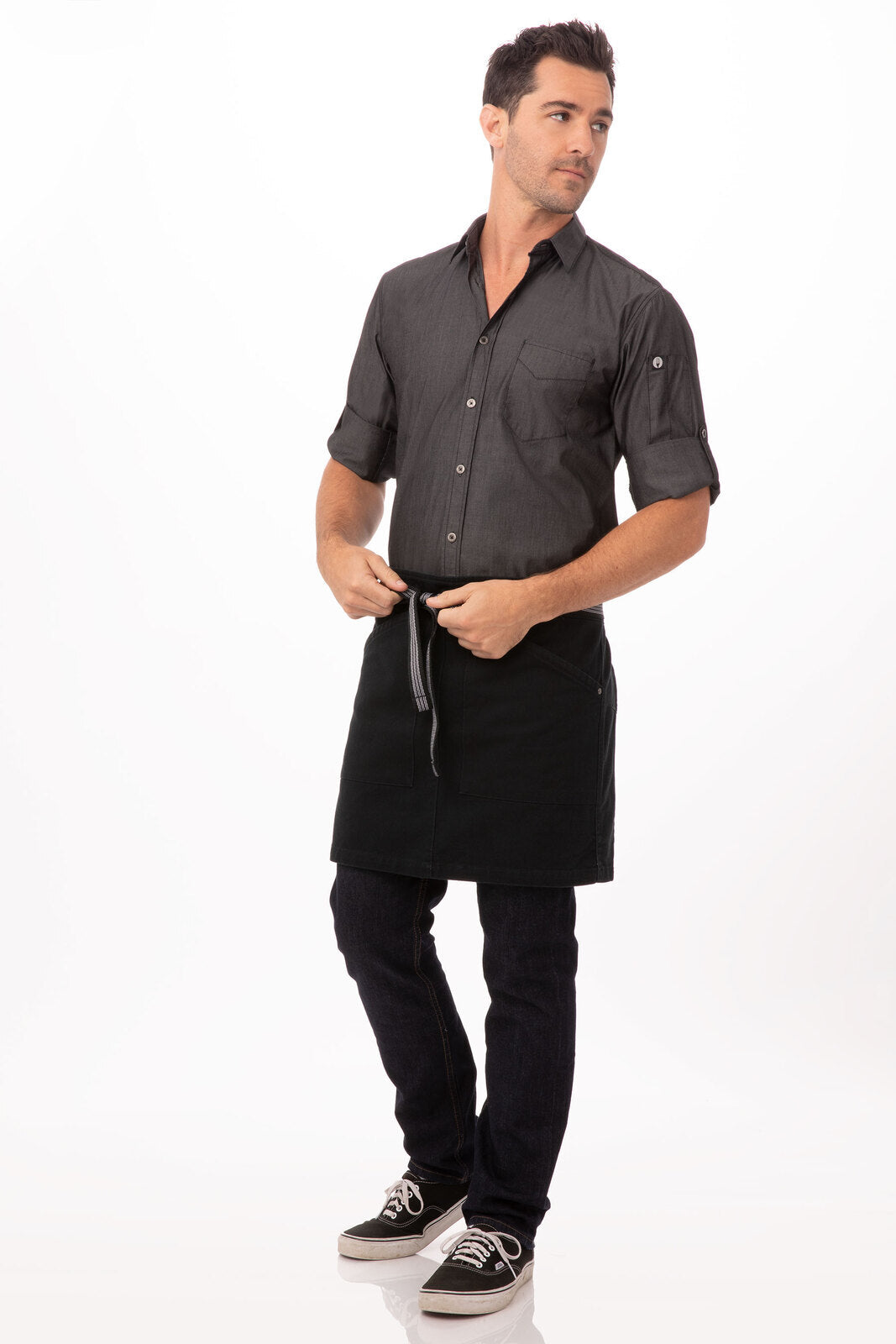 Chef Works Berkeley Half Bistro Apron - Jet Black