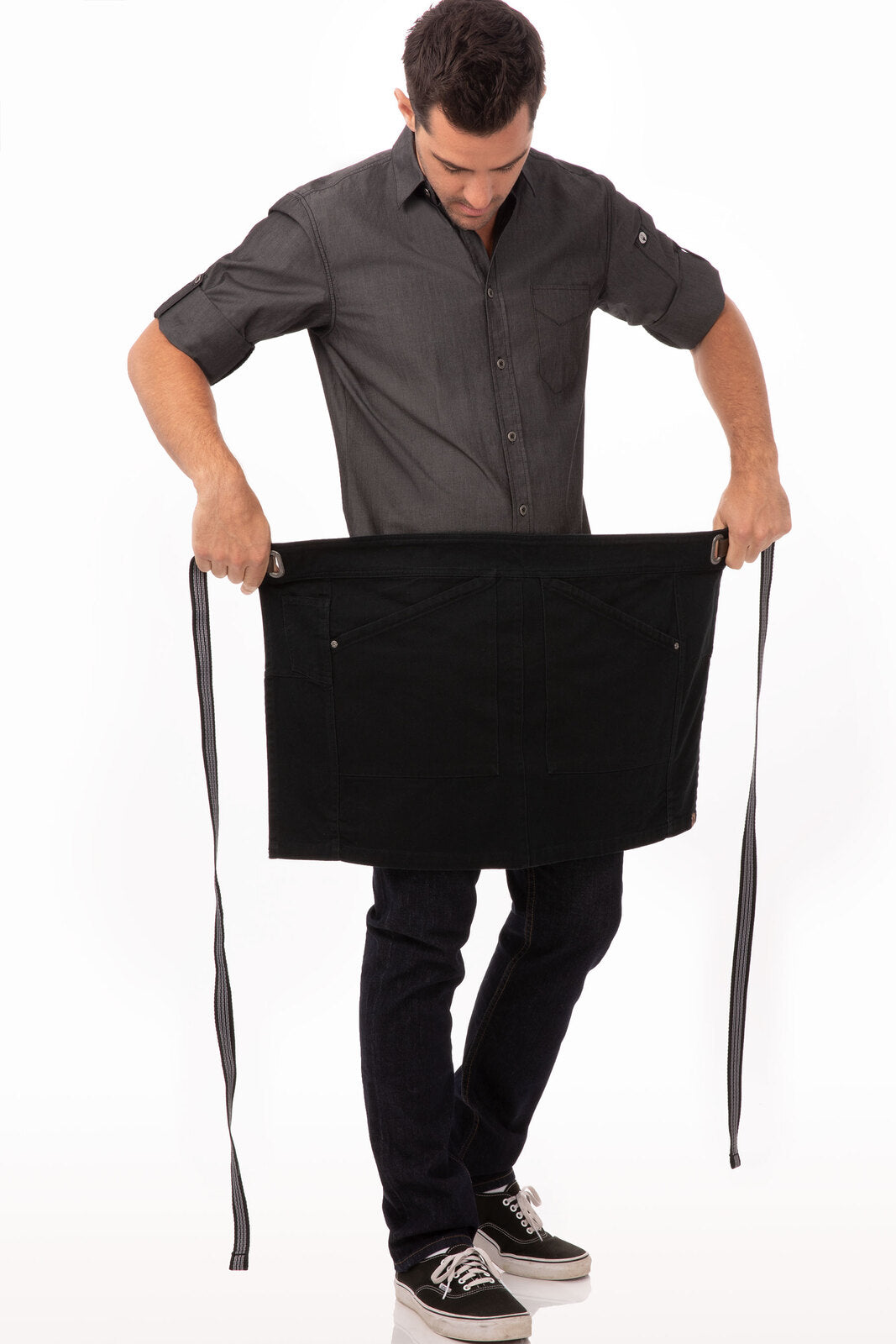 Chef Works Berkeley Half Bistro Apron - Jet Black