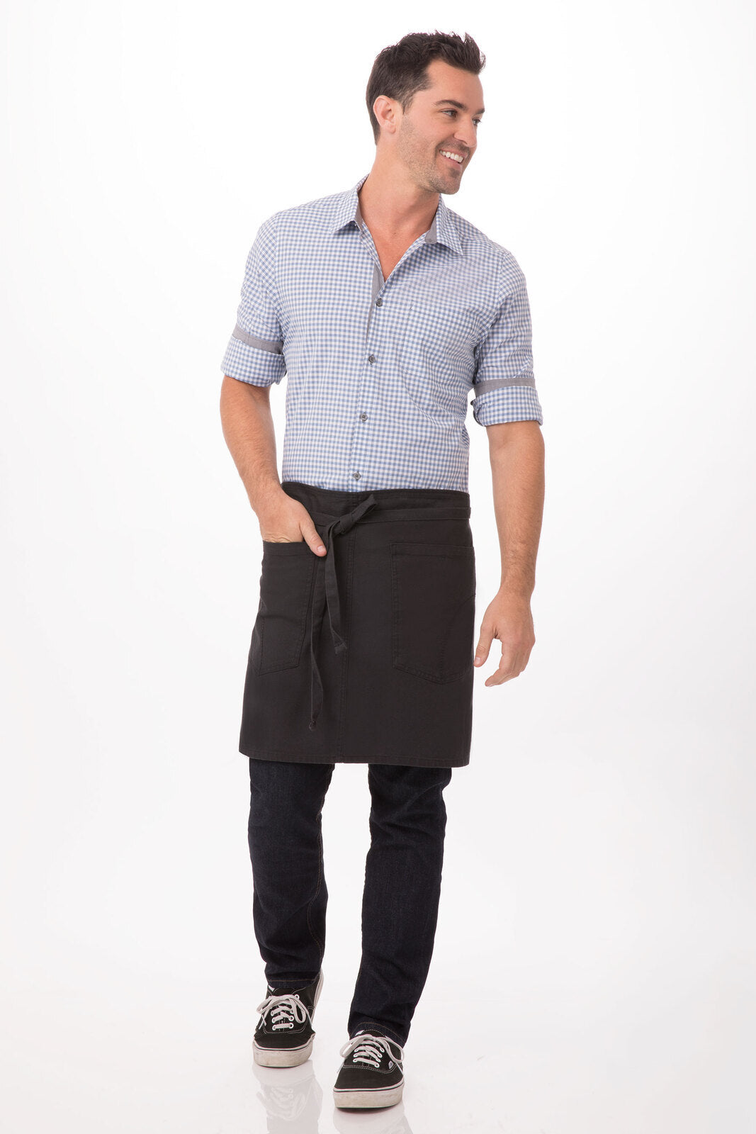 Chef Works Rockford Half Bistro Apron - Steel Grey