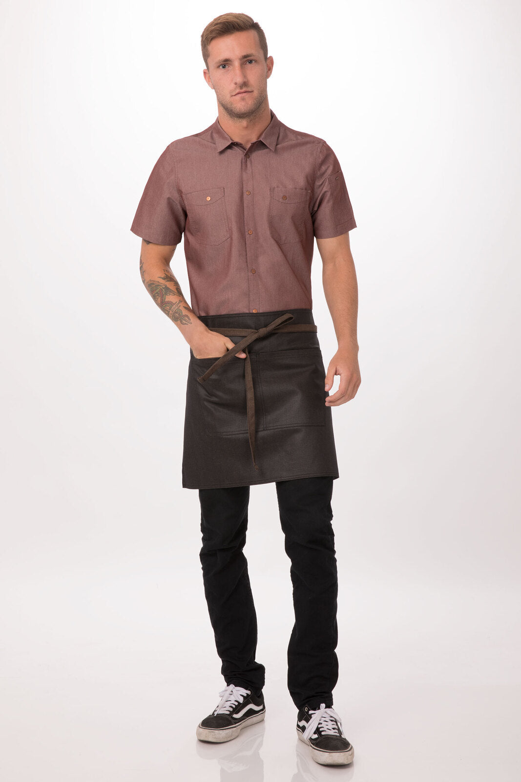 Chef Works Boulder Half Bistro Apron - Brown Black