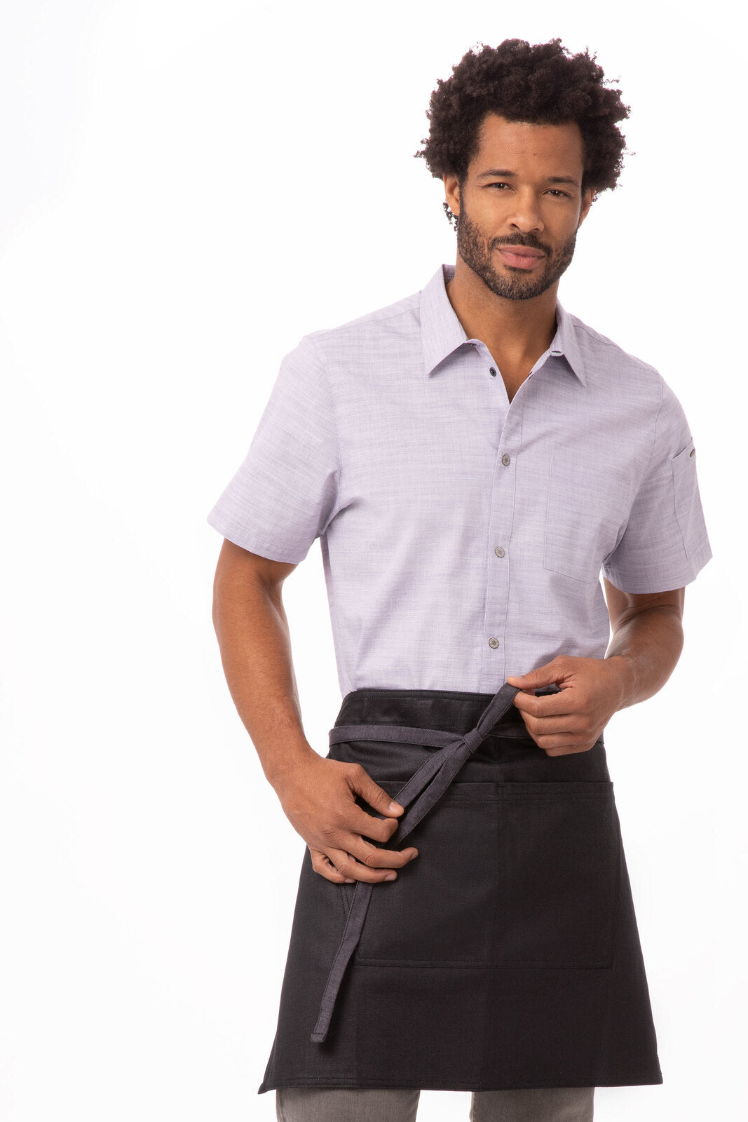 Chef Works Boulder Half Bistro Apron - Purple Black
