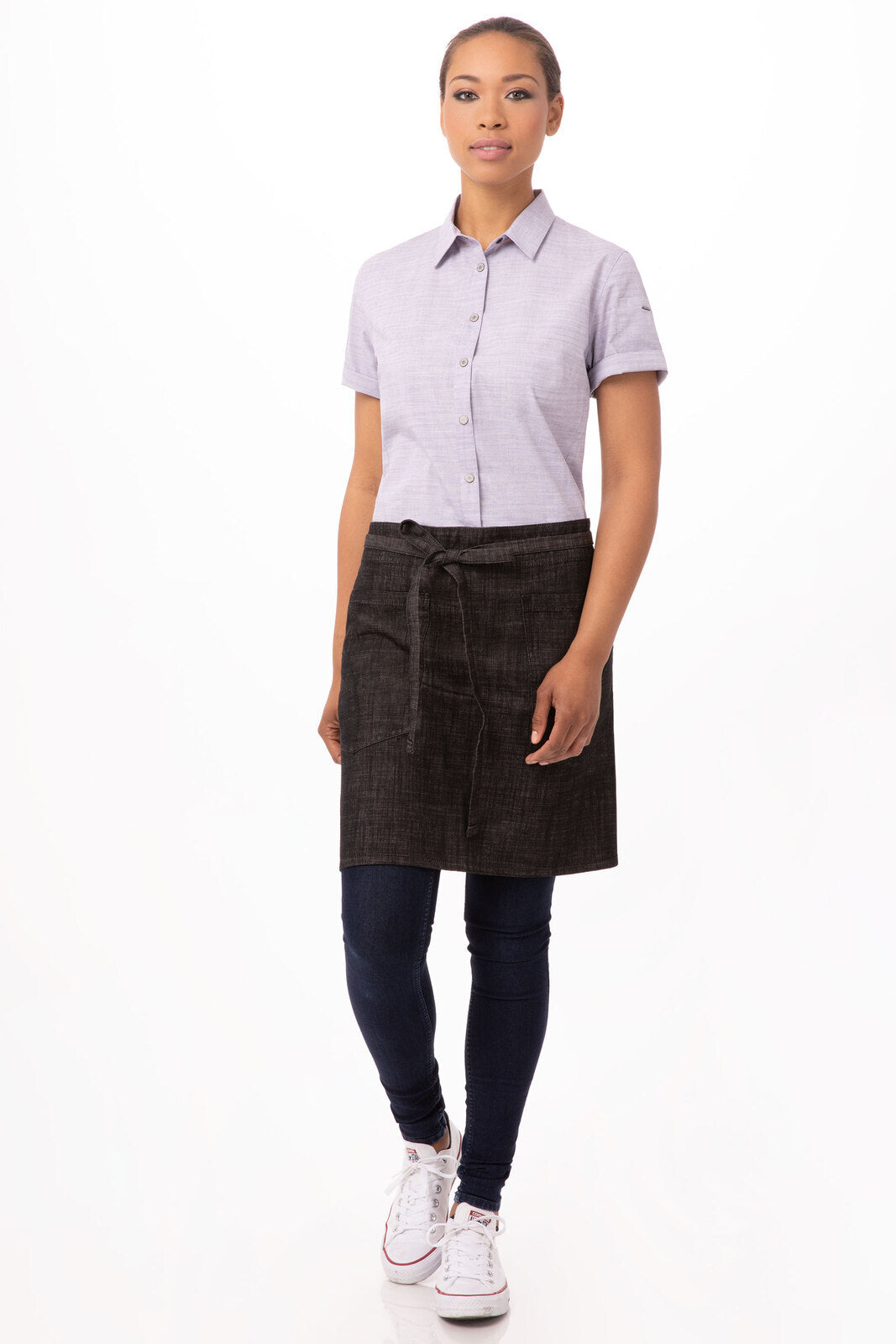 Chef Works Corvallis Half Bistro Apron - Black Burgundy