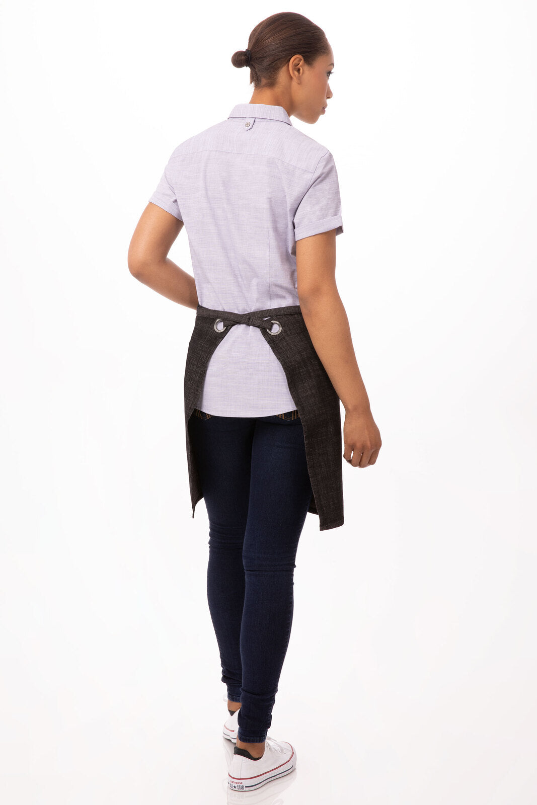 Chef Works Corvallis Half Bistro Apron - Black Burgundy