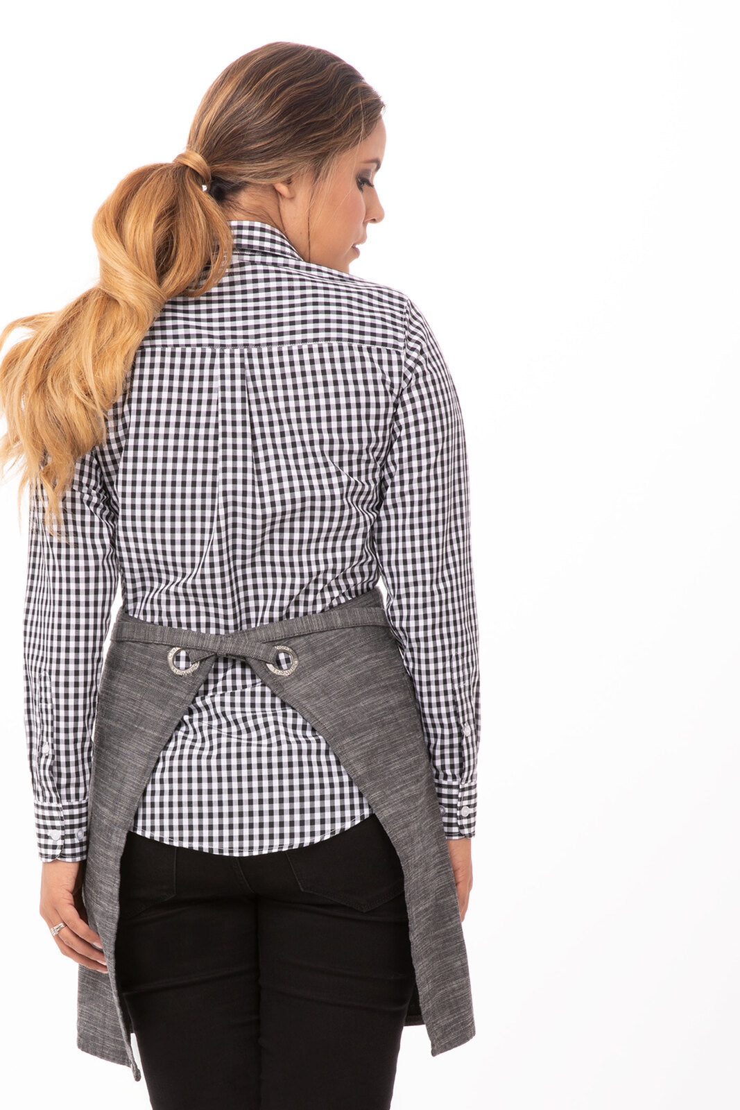 Chef Works Corvallis Half Bistro Apron - Black Steel Grey