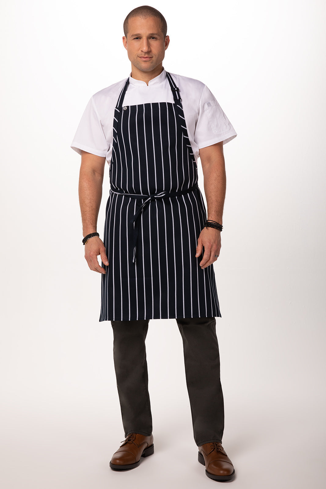 Chef Works Bib Apron - Blue/ White