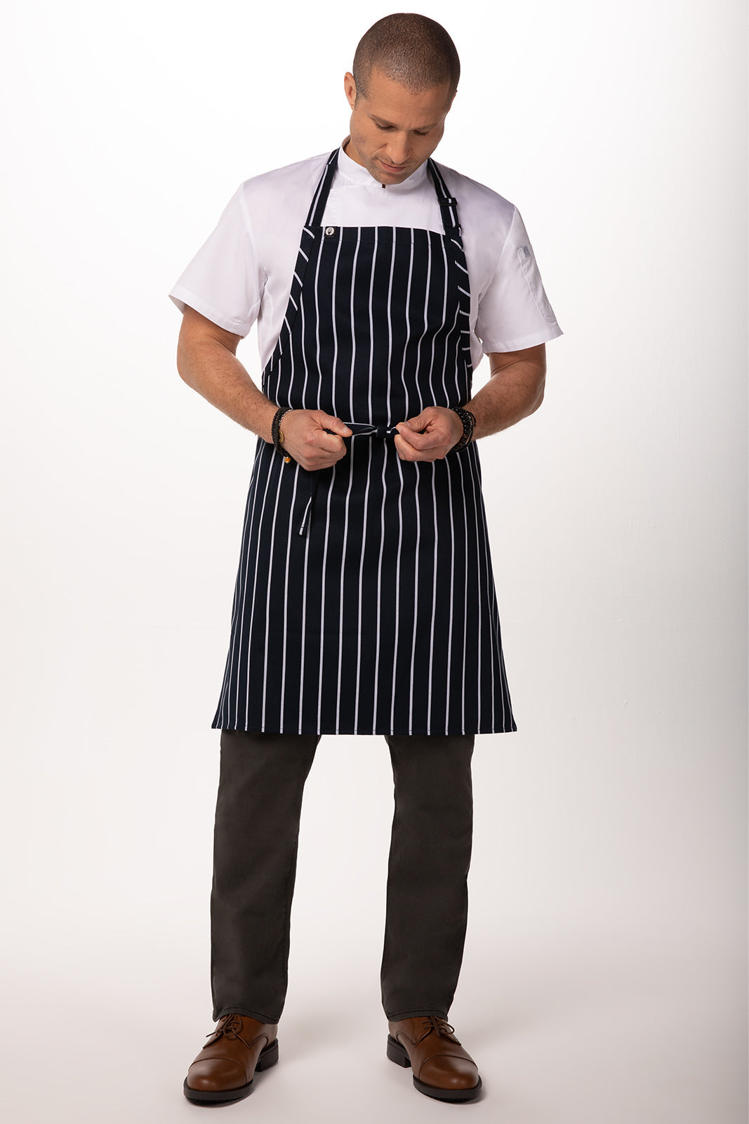 Chef Works Bib Apron - Blue/ White